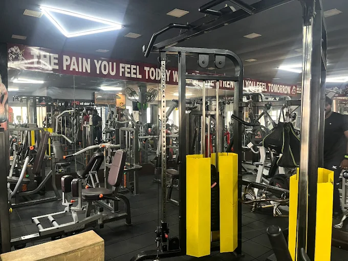 Bench press station and barbells